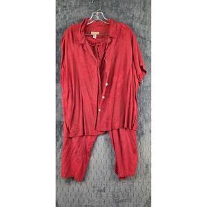 Jamaica Bay Womens 2X Hawaiian Floral Button Up + Pants Two Piece